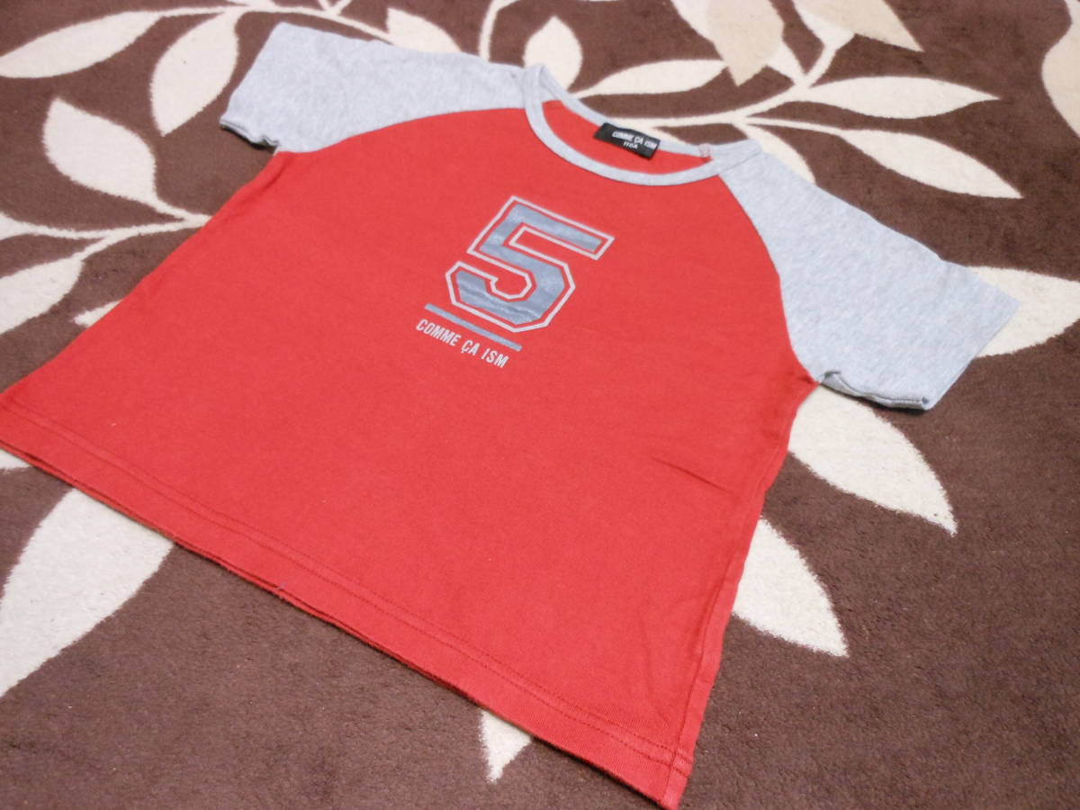 ♪1264　110㎝　コムサ　半袖Tシャツ　赤×グレー_画像1