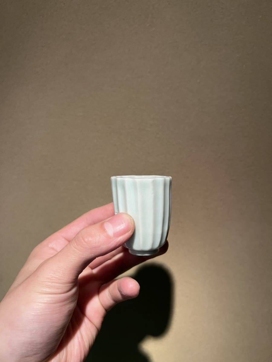 古伊万里 白磁 鎬筒盃 】..... 初期伊万里 古九谷 蕎麦猪口 李朝 古