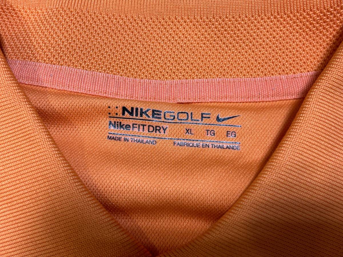 A2474 ナイキゴルフ NIKE GOLF◆半袖 ポロシャツ メンズXL オレンジ フィットドライの画像5