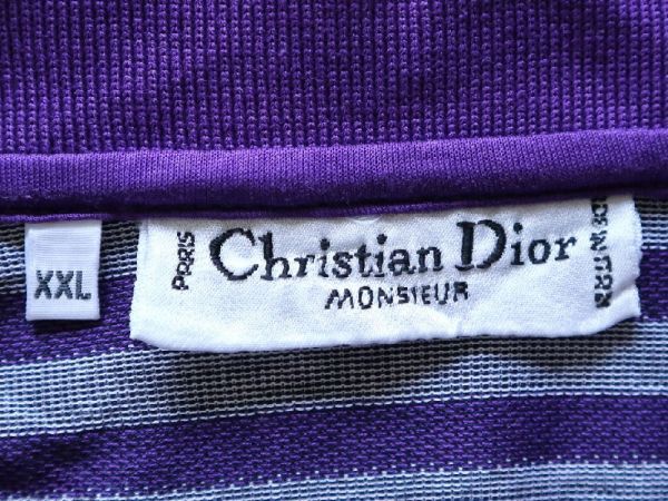デッドストック 1wash 80s イタリア製 Christian Dior MONSIEUR ビンテージ クリスチャン ディオール ボーダー 半袖 ポロシャツ XXL //_画像5