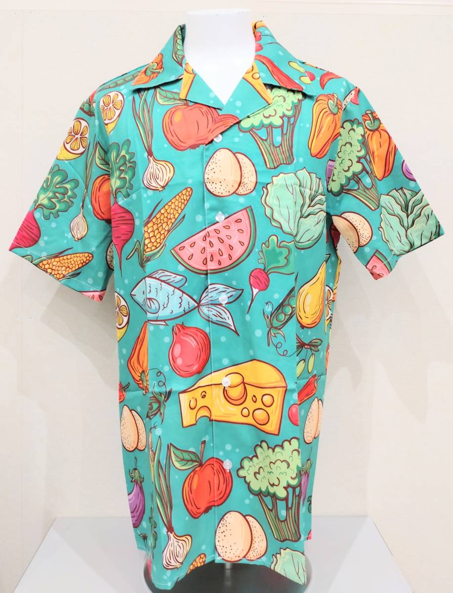 送料無料　【Lサイズ】野菜　シャツ　柄シャツ　半袖　和風　和柄　食品　ファンスマ_画像1