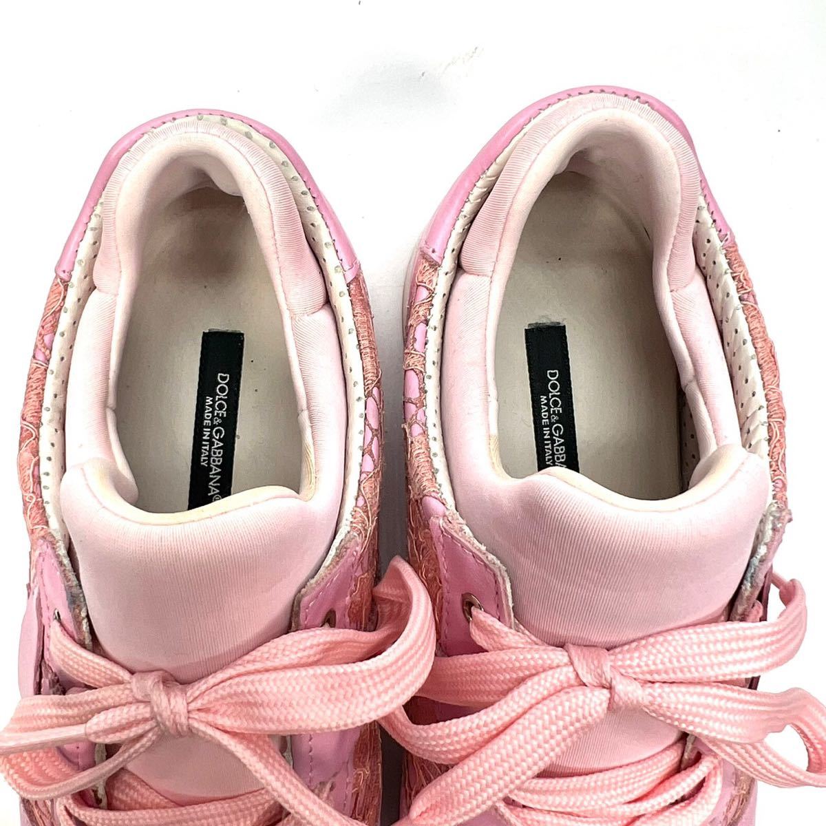 DOLCE&GABAANA Dolce and Gabbana Dolce&Gabbana sneakers pink race 36 23cm lady's shoes shoes 