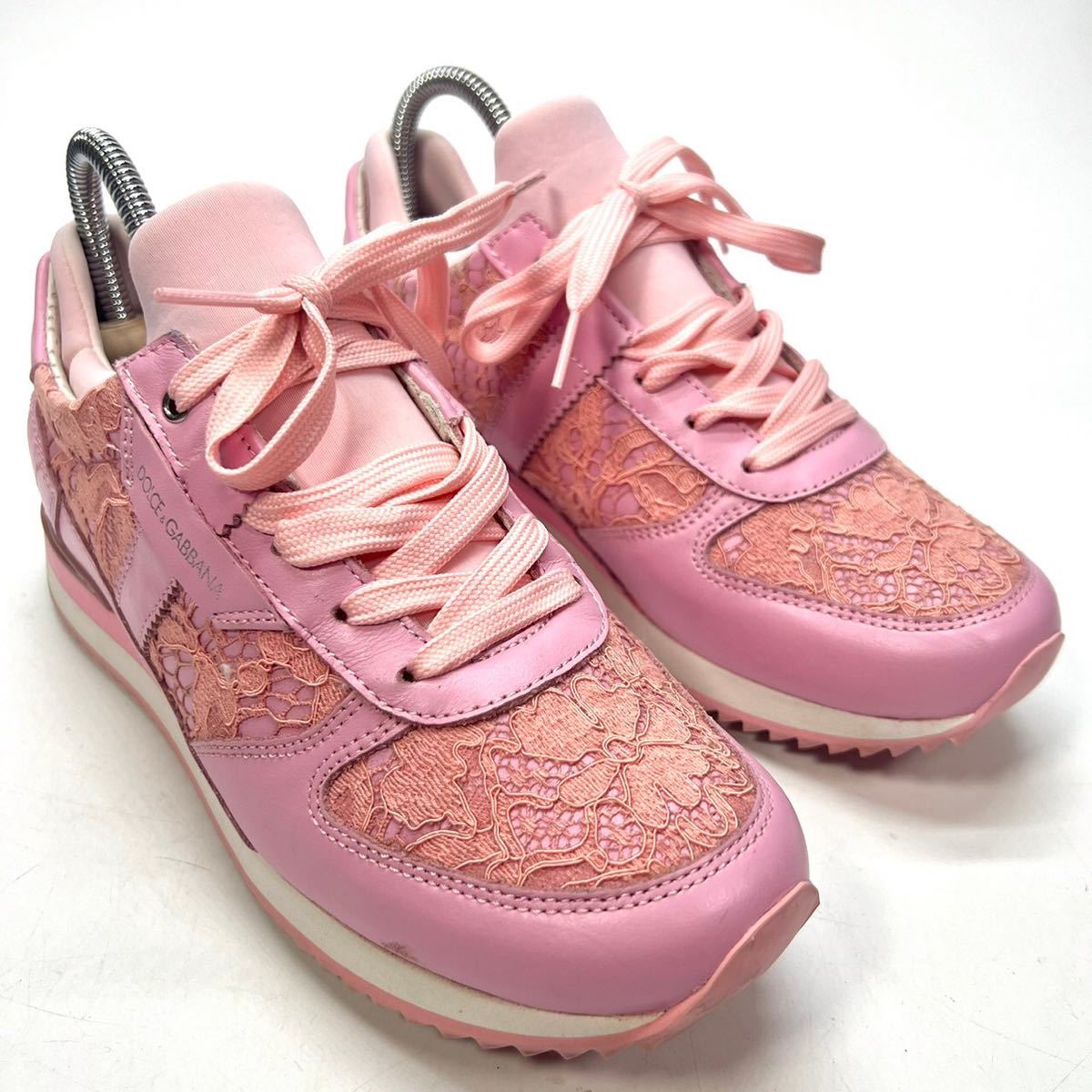 DOLCE&GABAANA Dolce and Gabbana Dolce&Gabbana sneakers pink race 36 23cm lady's shoes shoes 