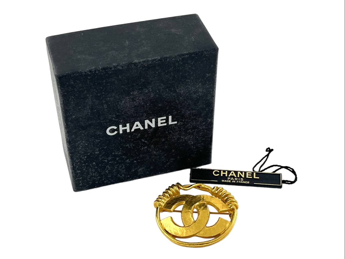 T1☆CHANEL シャネル☆ 94P ココマーク ブローチ ゴールドカラー