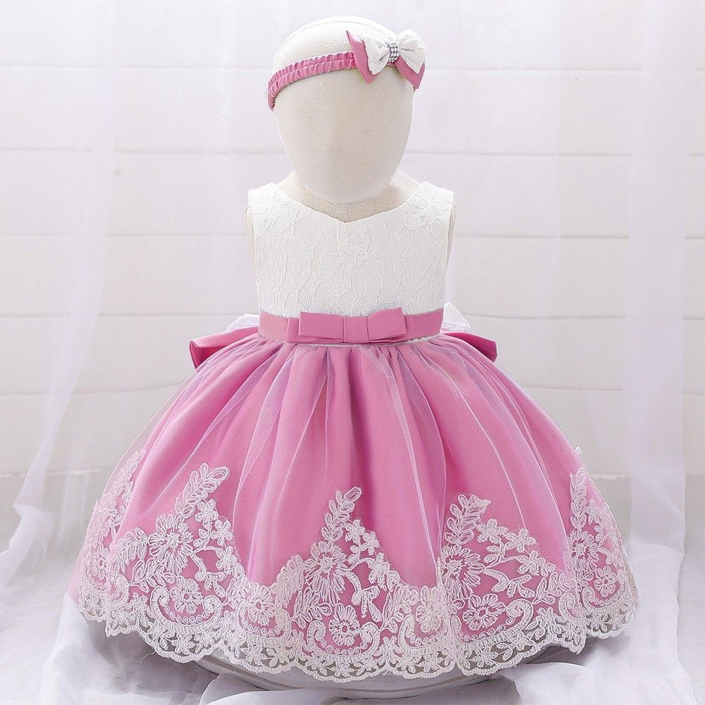 80cm ベビードレス　刺繍ワンピース　レース　女の子　子供服　ピンク