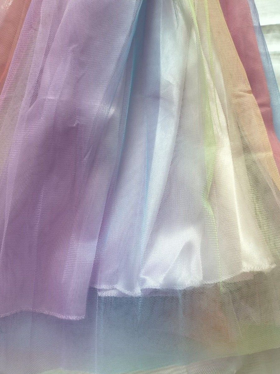 150cm キッズドレス　スパンコール　レインボーカラー　パープル　子供服　紫 発表会 子供ドレス 演奏会 結婚式 フォーマル
