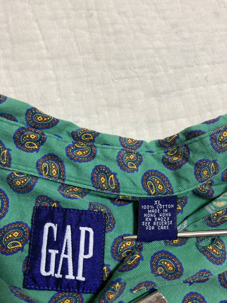 90年代　OLD GAP 半袖シャツ　XLサイズ　旧タグ　デカタグ　マルチカラー　ヴィンテージシャツ　香港製_画像3