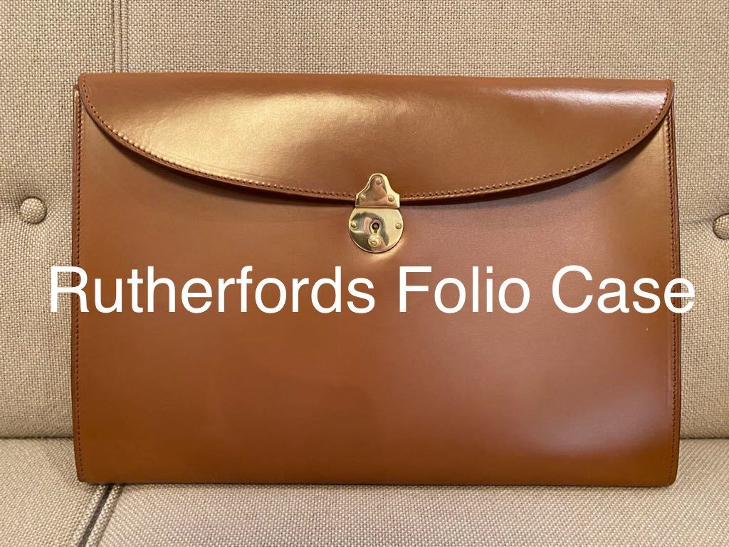 Rutherfords Folio Case 808Lock ブラウン クラッチバッグ レザー 本革_画像1