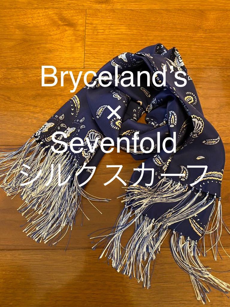 Bryceland’s Sevenfold シルク スカーフ ブライスランズ セブンフォールド ストール マフラー ブルー ネイビー ペイズリー_画像1