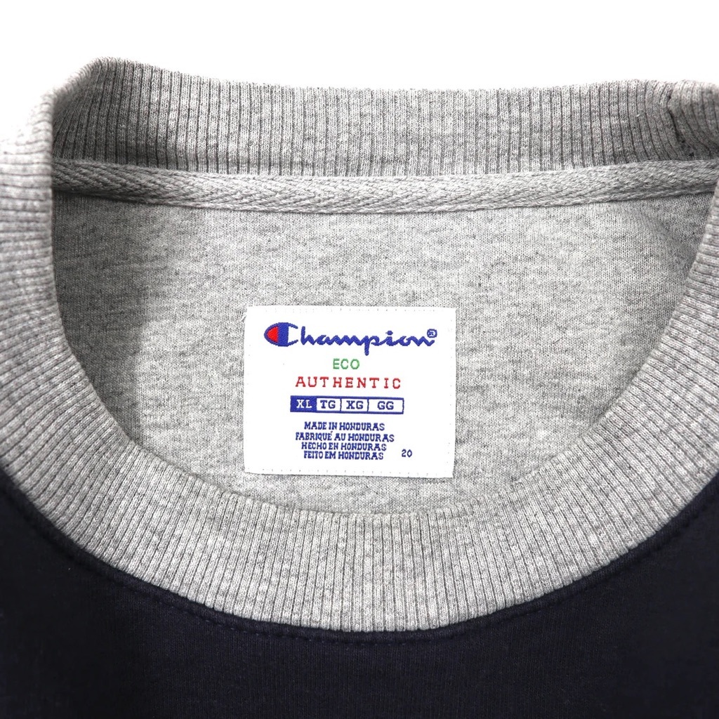 CHAMPION クルーネックスウェット XL ネイビー コットン 裏起毛 ビッグサイズ_画像4