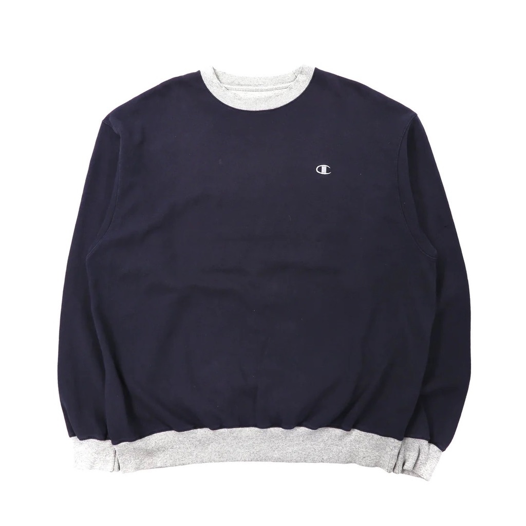 CHAMPION クルーネックスウェット XL ネイビー コットン 裏起毛 ビッグサイズ_画像1