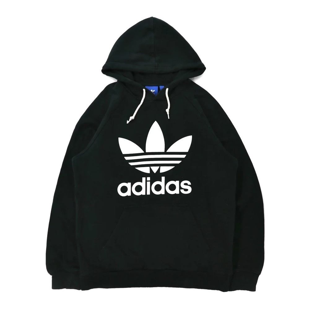 ADIDAS ORIGINALS パーカー O グリーン コットン 裏起毛 トレフォイルロゴ_画像2