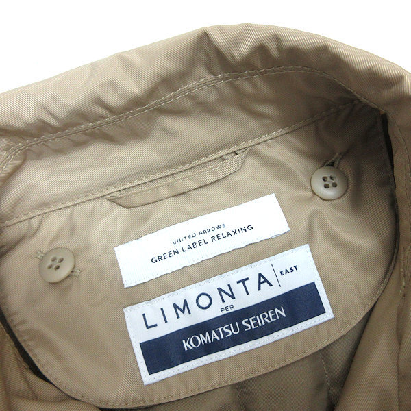 k■ユナイテッドアローズ/UNITED ARROWS GLR LIMONTA 小松精練 ステンカラーコート【L】ベージュ/MENS■224【中古】_画像2