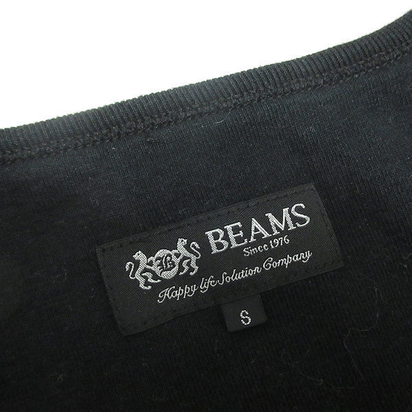 s# Beams /BEAMS border pattern U neck T-shirt [S] black /MENS/16[ used ]