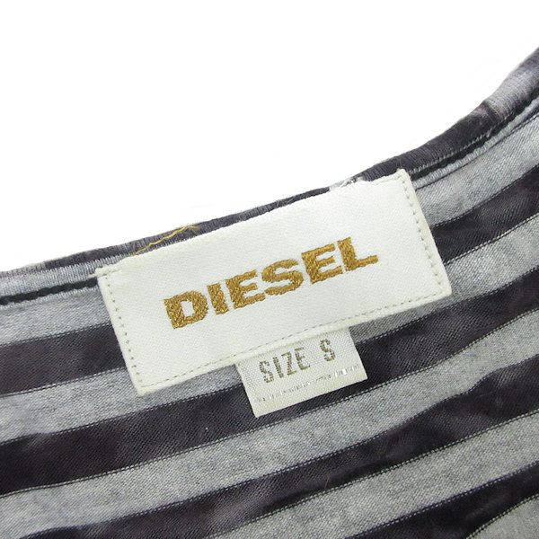 k■ディーゼル/DIESEL ボーダー柄 長袖ワンピース【D】黒灰色/LADIES■6【中古】_画像2