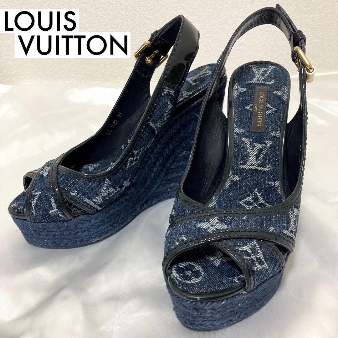 美品 ルイヴィトン LOUIS VUITTON サンダル ウェッジソール ハイヒール