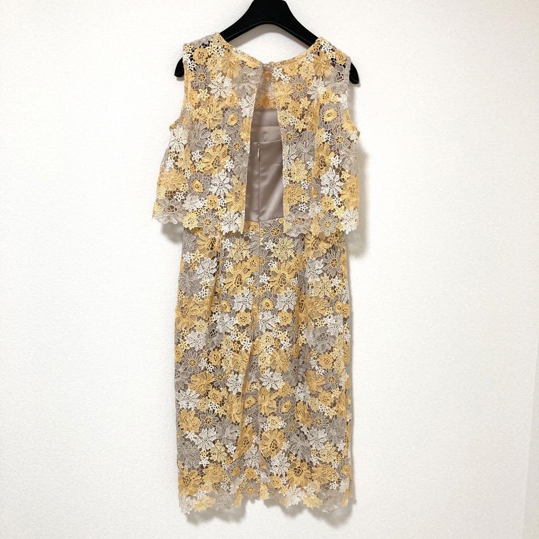 GRACE CONTINENTAL グレースコンチネンタル マルチレースタイトワンピース イエロー 花 刺繍 36 ダイアグラム グレースクラス