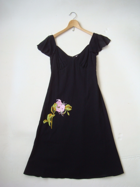 tocca USA производства черный One-piece платье size4 цветочный принт вышивка Tocca автобус Stop покупка 