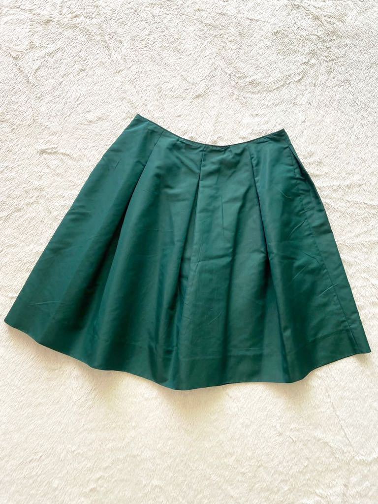 miu miu size38 イタリア製プリーツスカート ダークグリーン 深緑 ミュウミュウ_画像4