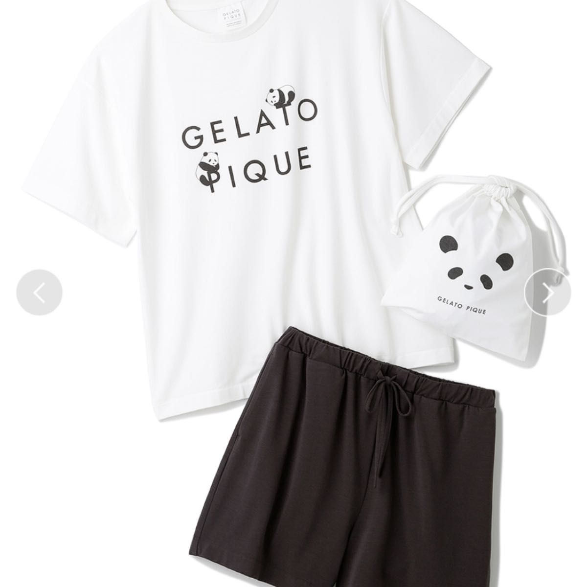 新品タグ付】ジェラートピケ パンダTシャツ&ショートパンツ&巾着3点