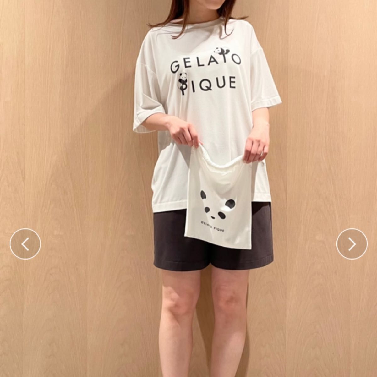 新品タグ付】ジェラートピケ パンダTシャツ&ショートパンツ&巾着3点