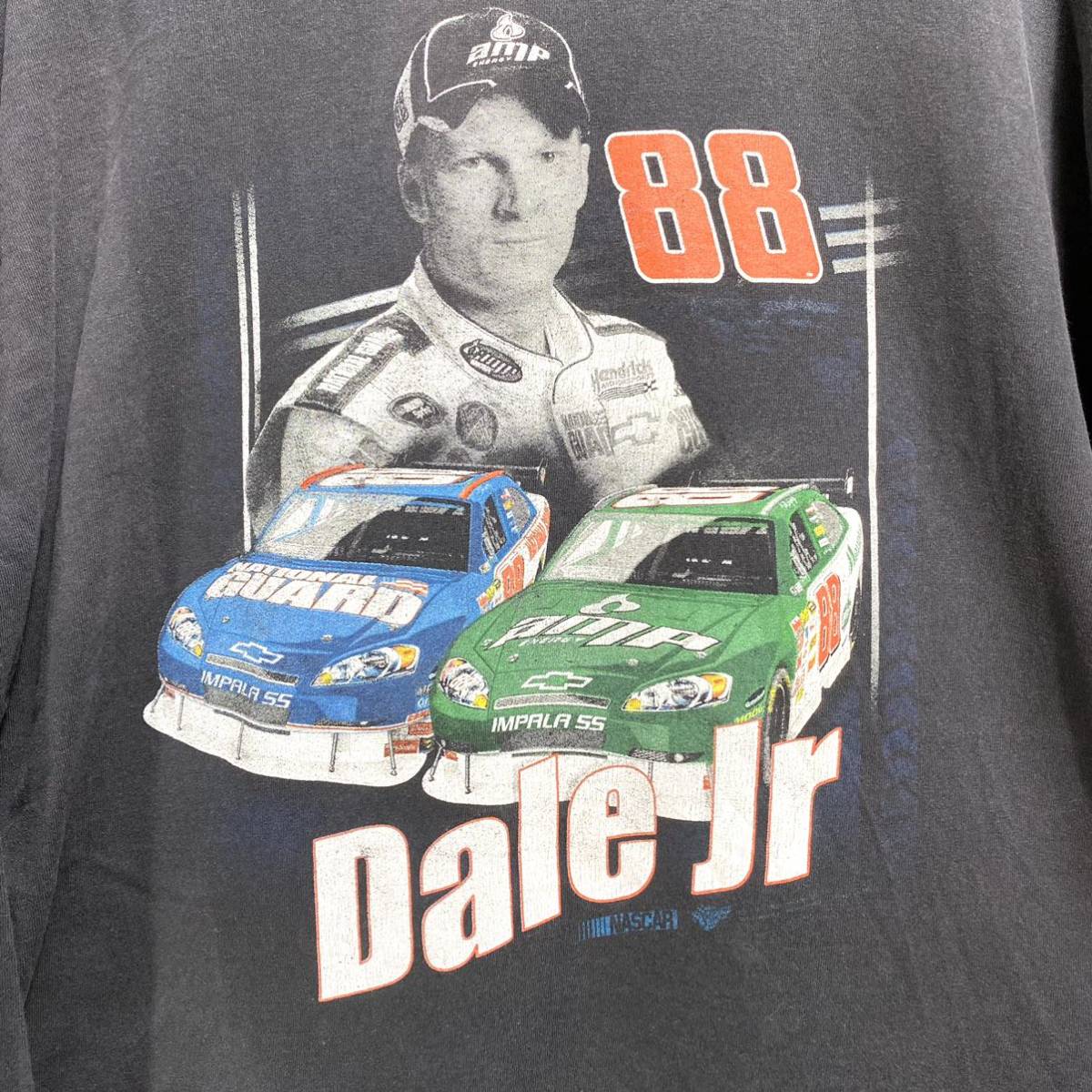 ■ 00s NASCAR ナスカー Dale Jr デイル アーンハート ジュニア ＃88 イラスト 長袖 Tシャツ ロンT ブラック レーシング 車 レーサー ■の画像4