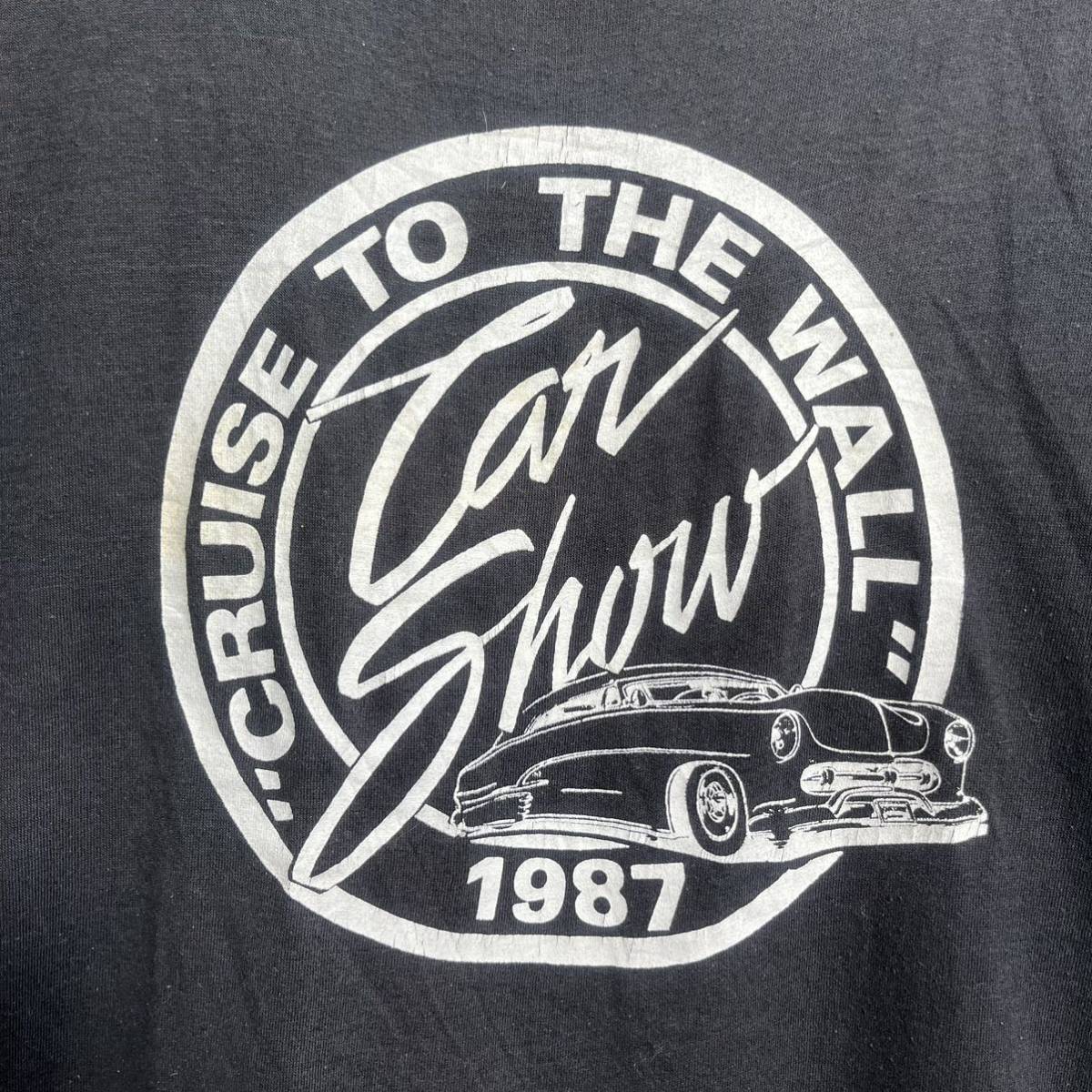 ■ 80s ビンテージ USA製 SCREEN STARS ” CRUISE TO THE WALL Car Show 1987 ” イラスト シングルステッチ Tシャツ サイズS 車 アメ車 ■_画像3