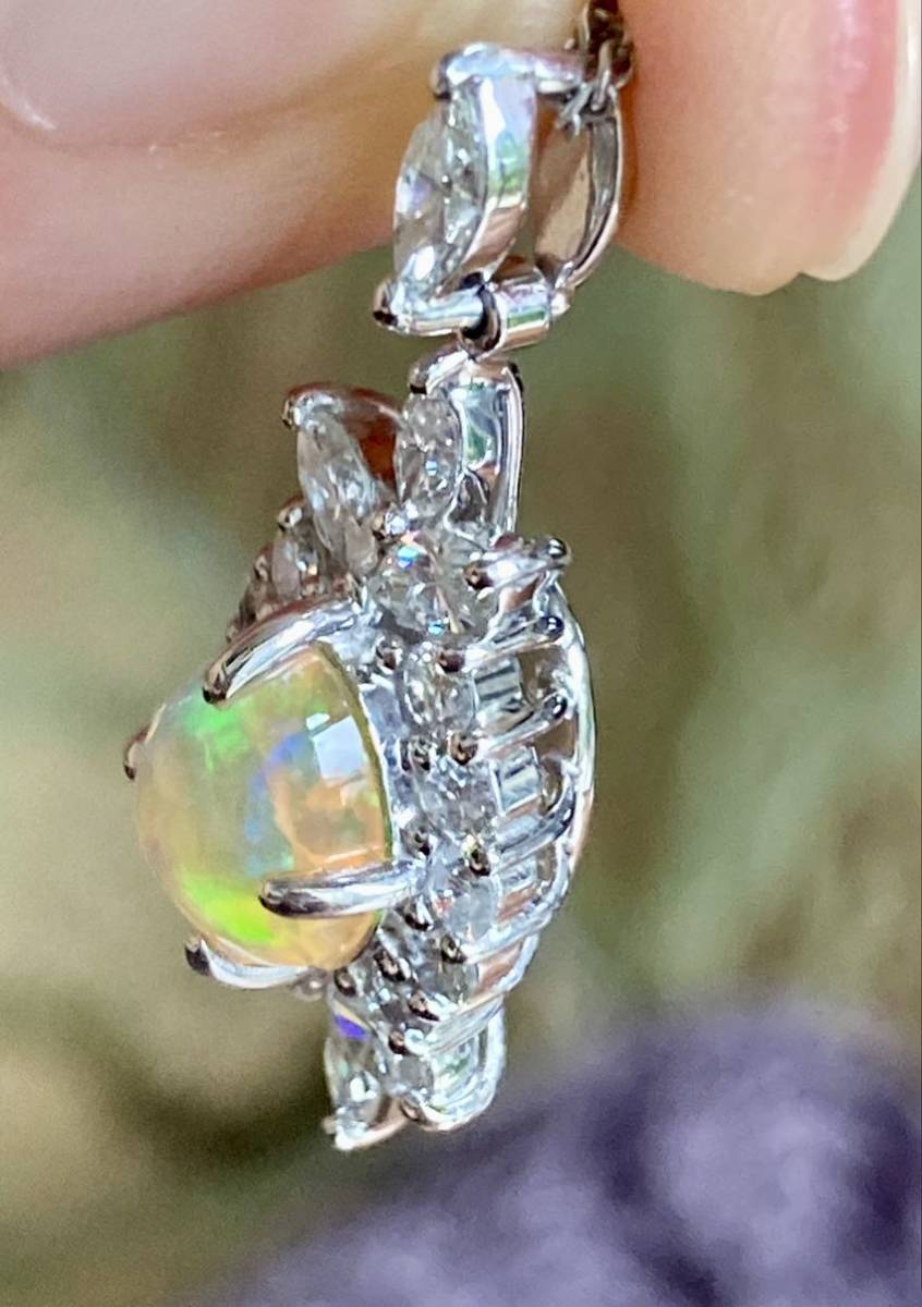 pt900 天然ファイヤオパール1.22ct D1.16ペンダントトップ