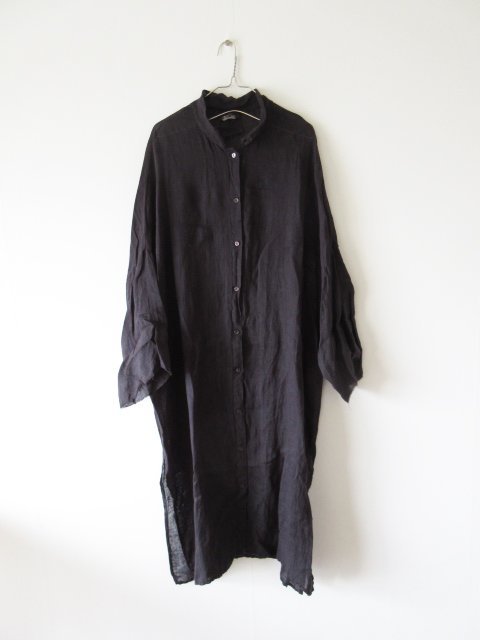 KristenseN DU NORD / クリステンセン ドゥ ノルド cotton gauze shirt dress long BLACK * ワンピース ロングシャツ_画像1