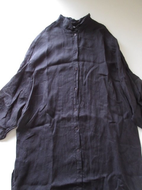 KristenseN DU NORD / クリステンセン ドゥ ノルド cotton gauze shirt dress long BLACK * ワンピース ロングシャツ_画像2