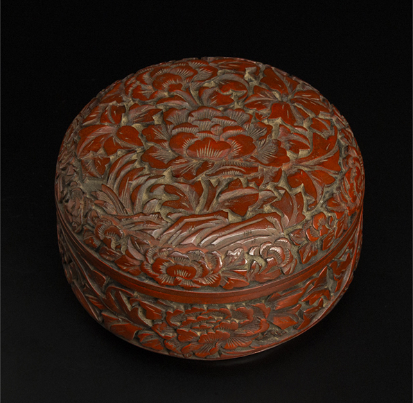 元末 明初 剔红牡丹花卉纹盖盒 中国 古美術