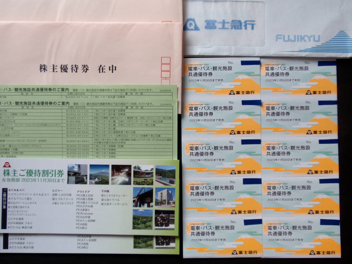 富士急行株主優待電車・バス・観光施設共通優待券10枚富士急フリーパス
