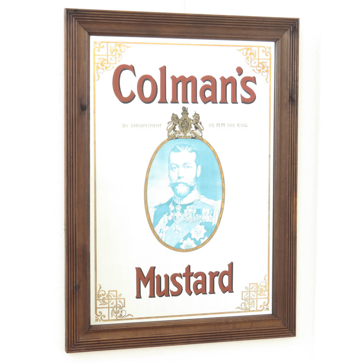 ビンテージパブミラー/コールマン マスタード (Colman's Mustard) イギリスのマスタード/大きな壁掛け鏡/店舗什器/インテリア雑貨/A-4491-2