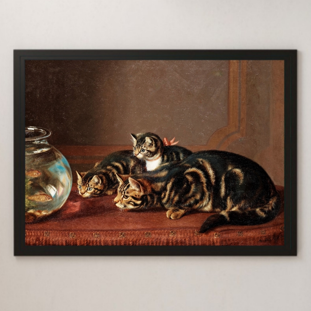  thermos show * Henry *ktelii[ fishbowl. side. cat ] picture art lustre poster A3 bar Cafe Classic interior animal pet ..