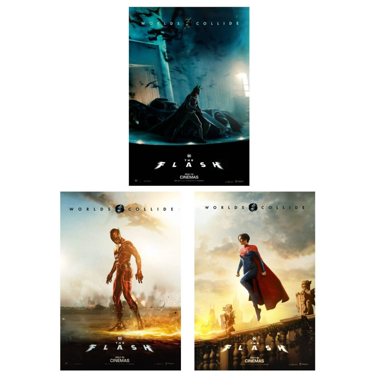 海外 限定 送料込み ザ・フラッシュ バットマン 両面 ポスター 3枚