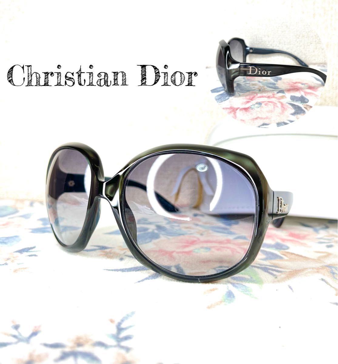 ■箱あり■超美品☆ Christian Dior ディオール サングラス　 グリーン 深緑 レディース アクセサリー イタリア製
