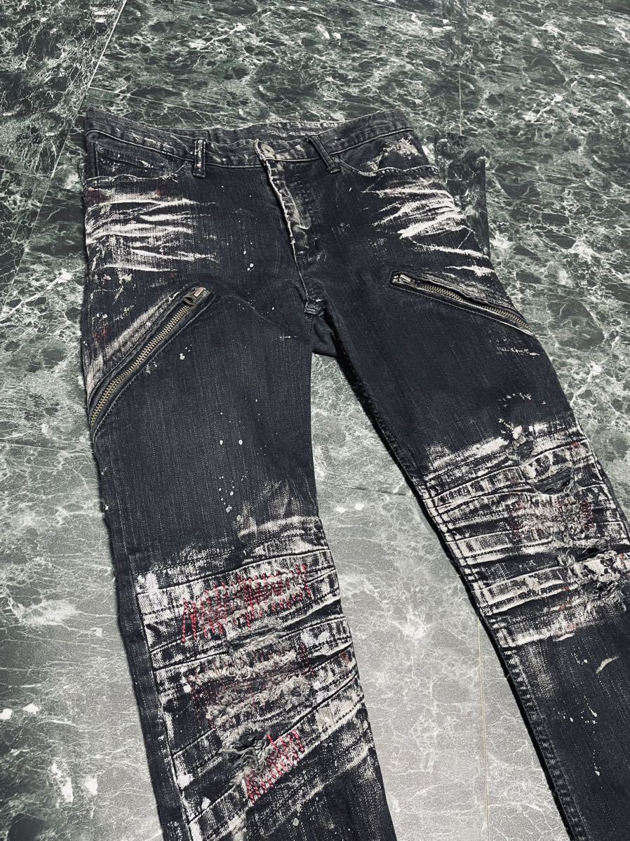 LGB ルグランブルー クラッシュペイント加工 ストレッチデニムパンツ