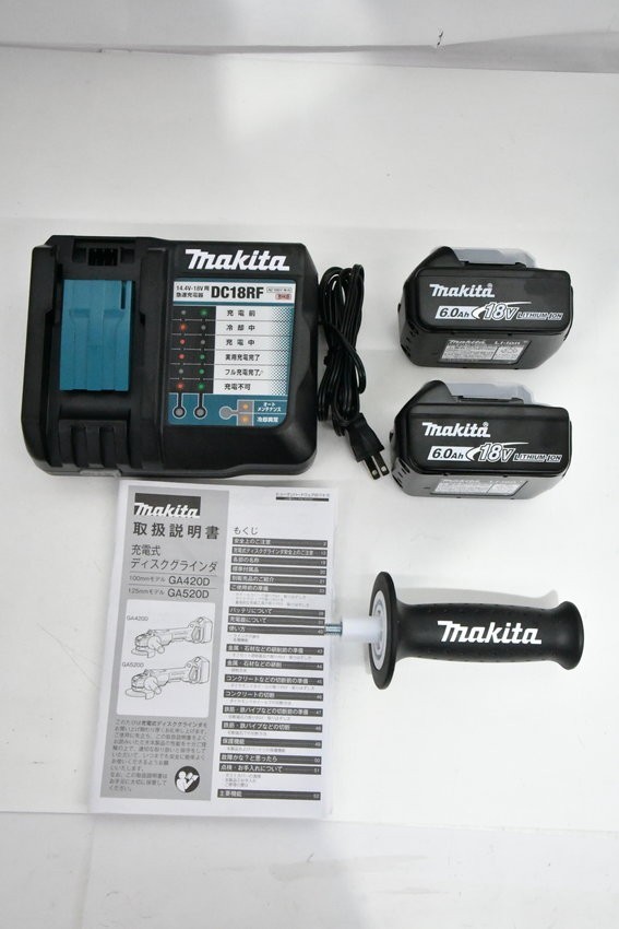 Z929H 098 美品 ほぼ未使用 makita マキタ GA420DRGX 18V 6.0Ah 100mm