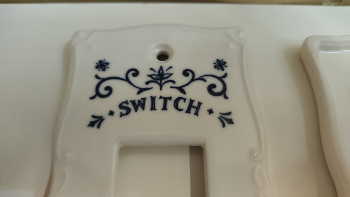 *kyuji-n ceramics switch plate 6 point set 1 hole 2 hole 3 hole antique style white bird white . blow industry 