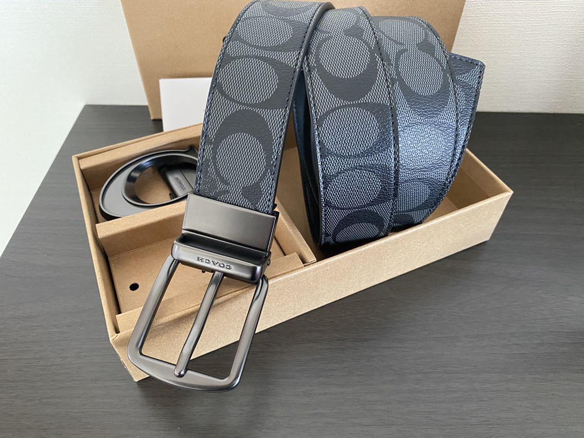 COACH コーチ 新品 リバーシブル ビジネス シグネチャー メンズベルト