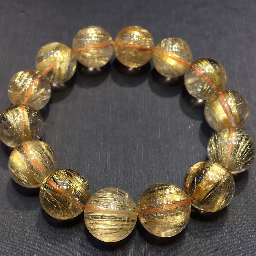 天然】タイチンルチル クォーツ ブレスレット 16mm85.5g | inmano.com.br