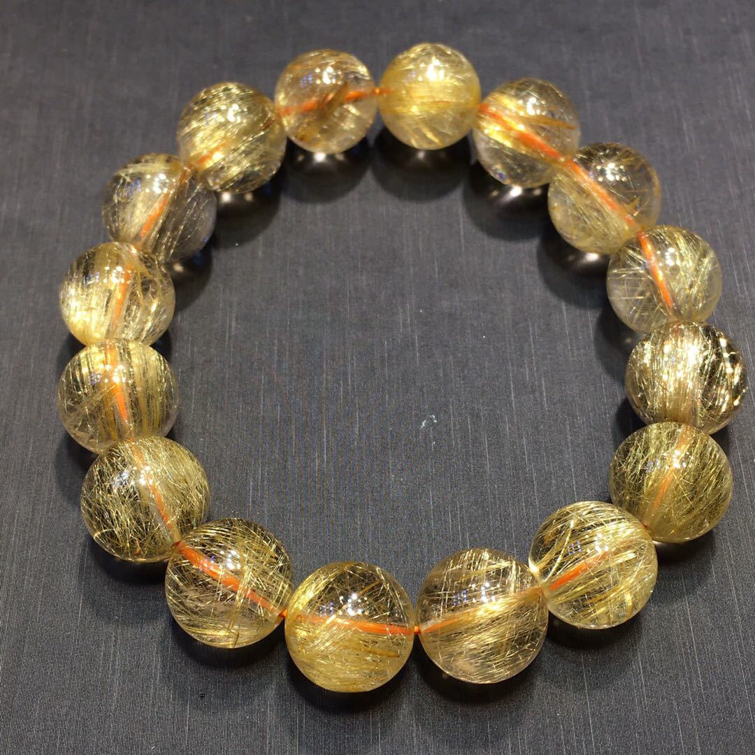 天然】タイチンルチル クォーツ ブレスレット 13mm53.7g | inmano.com.br
