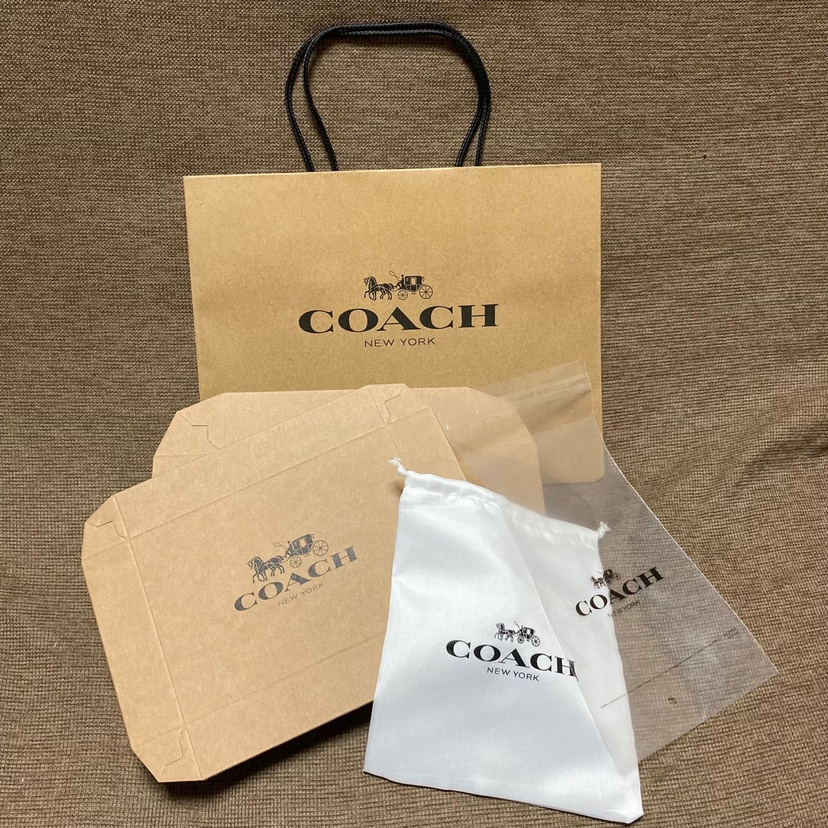 coachギフトプレゼント用保存巾着袋OPP袋BOX紙袋のセット