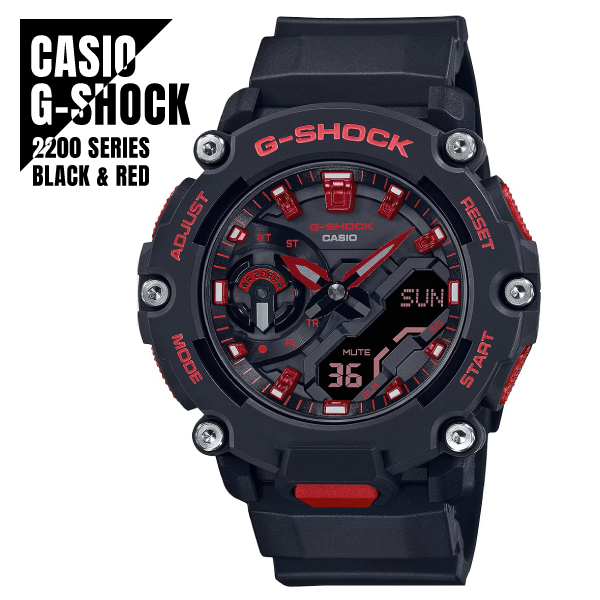 CASIO カシオ G-SHOCK Gショック アナデジ カーボンコアガード構造 ブラック×レッド GA-2200BNR-1A 腕時計 メンズ ★新品