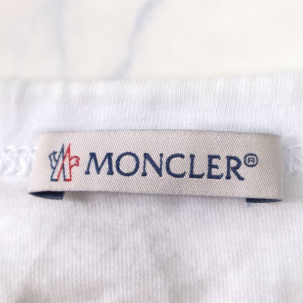 1円〜 モンクレール MONCLER 3-YF069 国内正規 コットン ビッグロゴ　腕ロゴ　Tシャツ メンズ ホワイト S_画像6