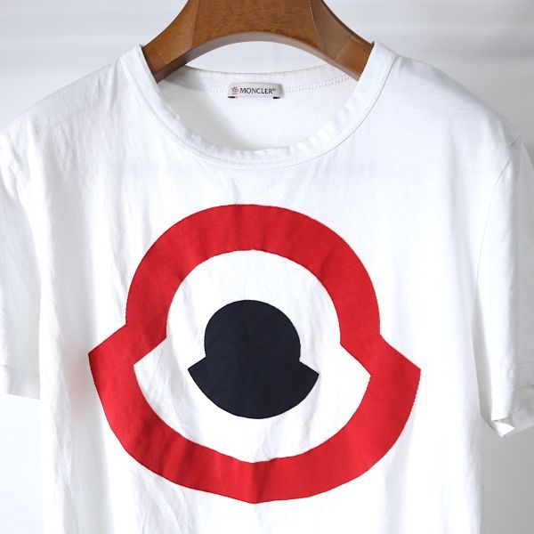1円〜 モンクレール MONCLER 3-YF069 国内正規 コットン ビッグロゴ　腕ロゴ　Tシャツ メンズ ホワイト S_画像2