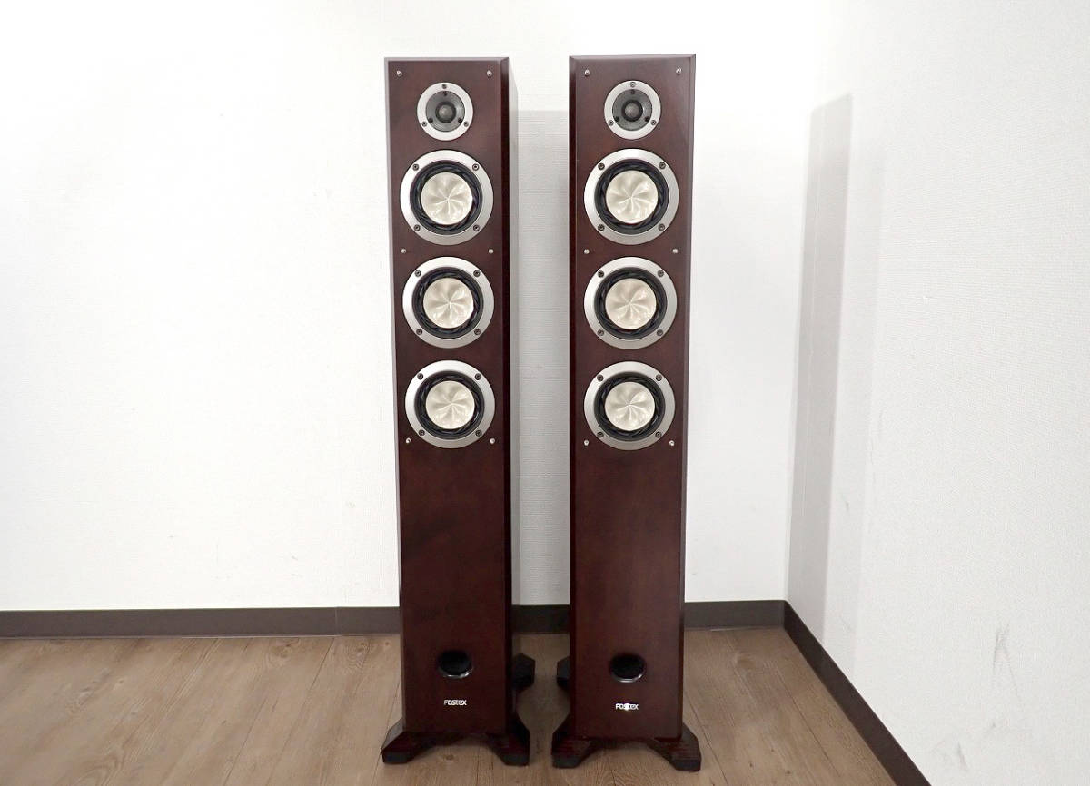  used beautiful goods speaker FOSTEX GX103(DB)fo stereo ks3WAY bus ref type tallboy wood grain dark brown 40Hz~45kHz pair original box equipped 