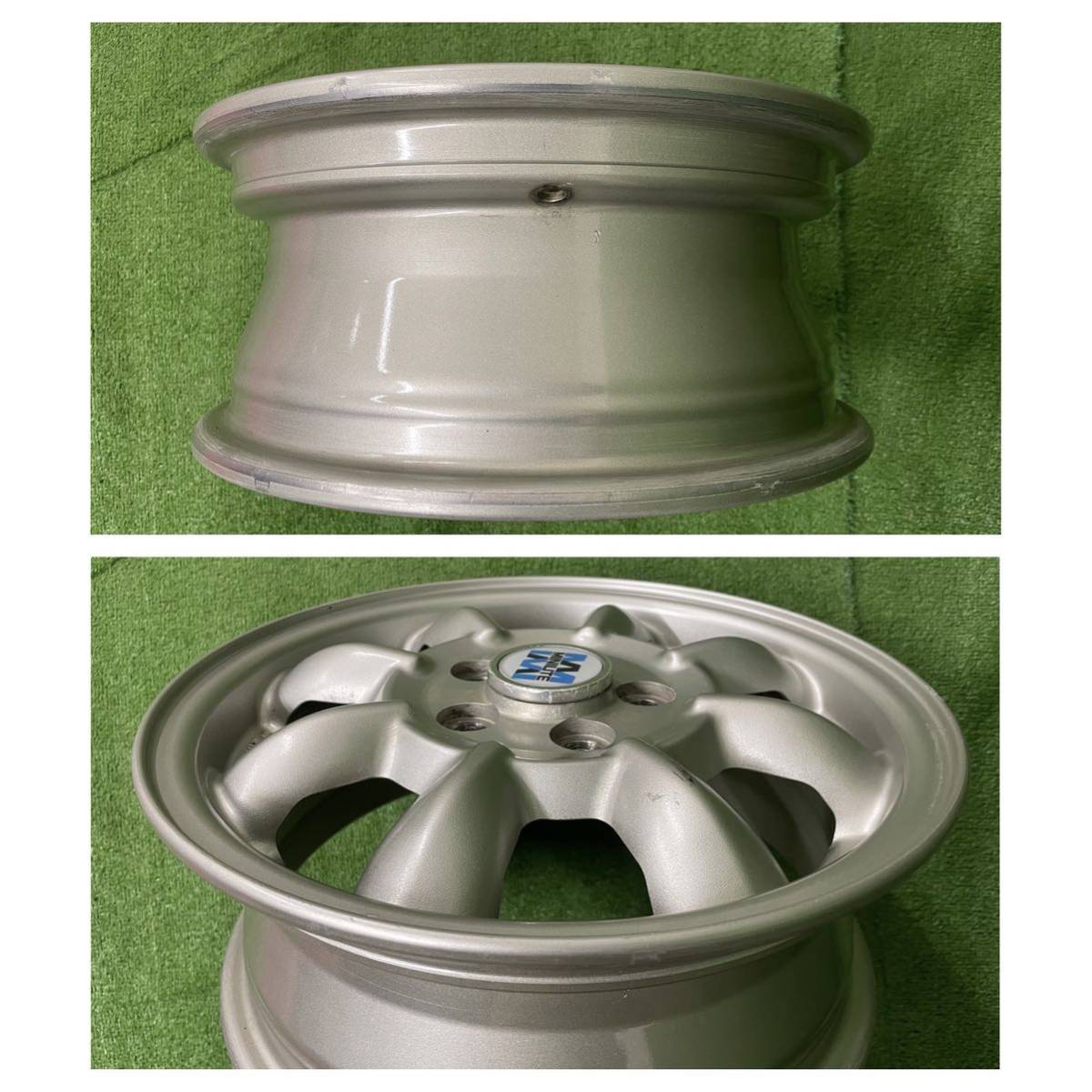 ★MINILITE ミニライト 14インチ 100/5H★14×5.5J+55 PCD100 5穴 ハブ径:約56mm スバル車用 4本Set 中古アルミ★送料無料 B_画像6