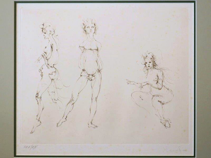 レオノール・フィニ エッチング 銅版画「三女性図」20世紀後半 