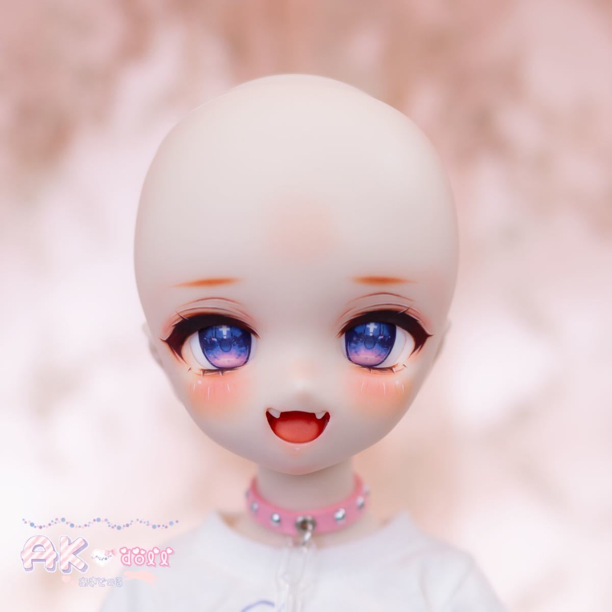 【AK*doll】DDH-01 カスタムヘッド 開口ソフビ盛り SWセミホワイト デカールアイ付き_画像10